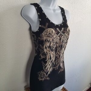 Los Angeles Bus Stop Black Top with Grommet Details